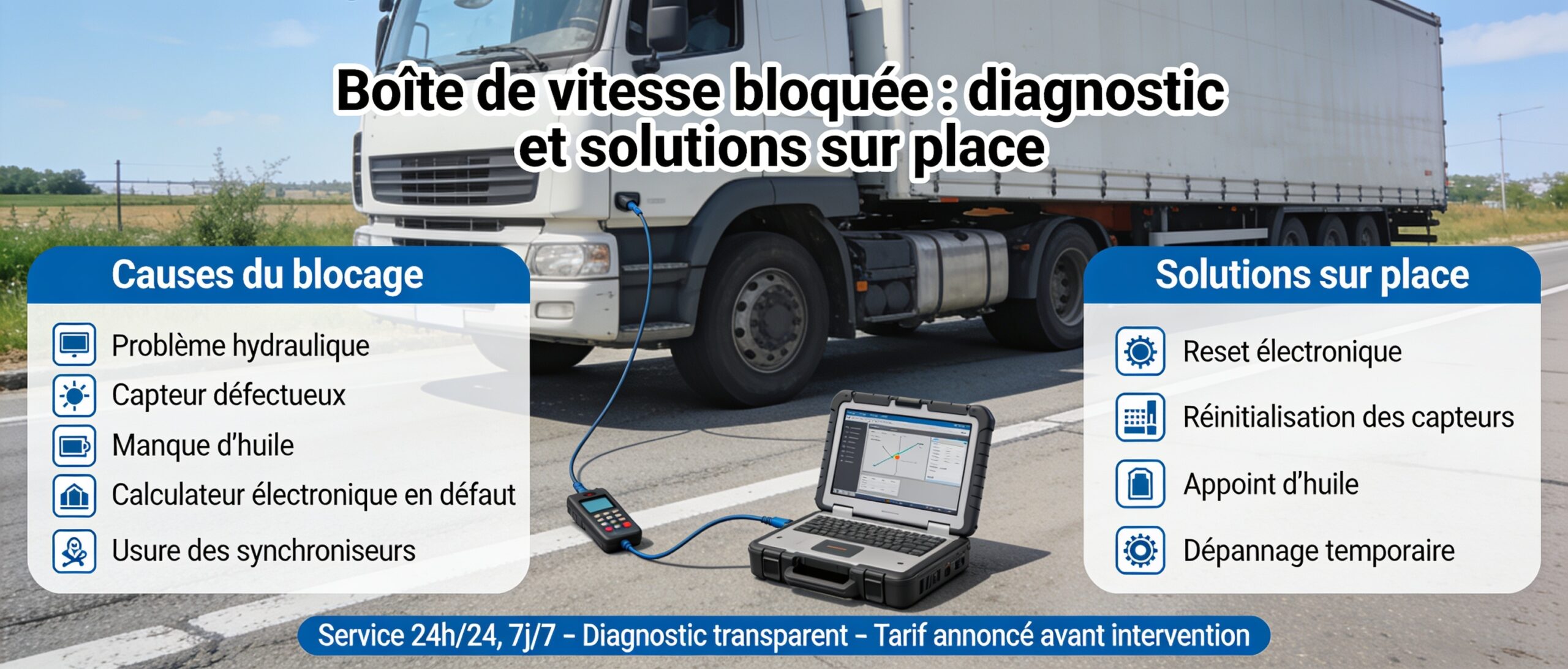 Boîte de vitesse bloquée : diagnostic et solutions sur place