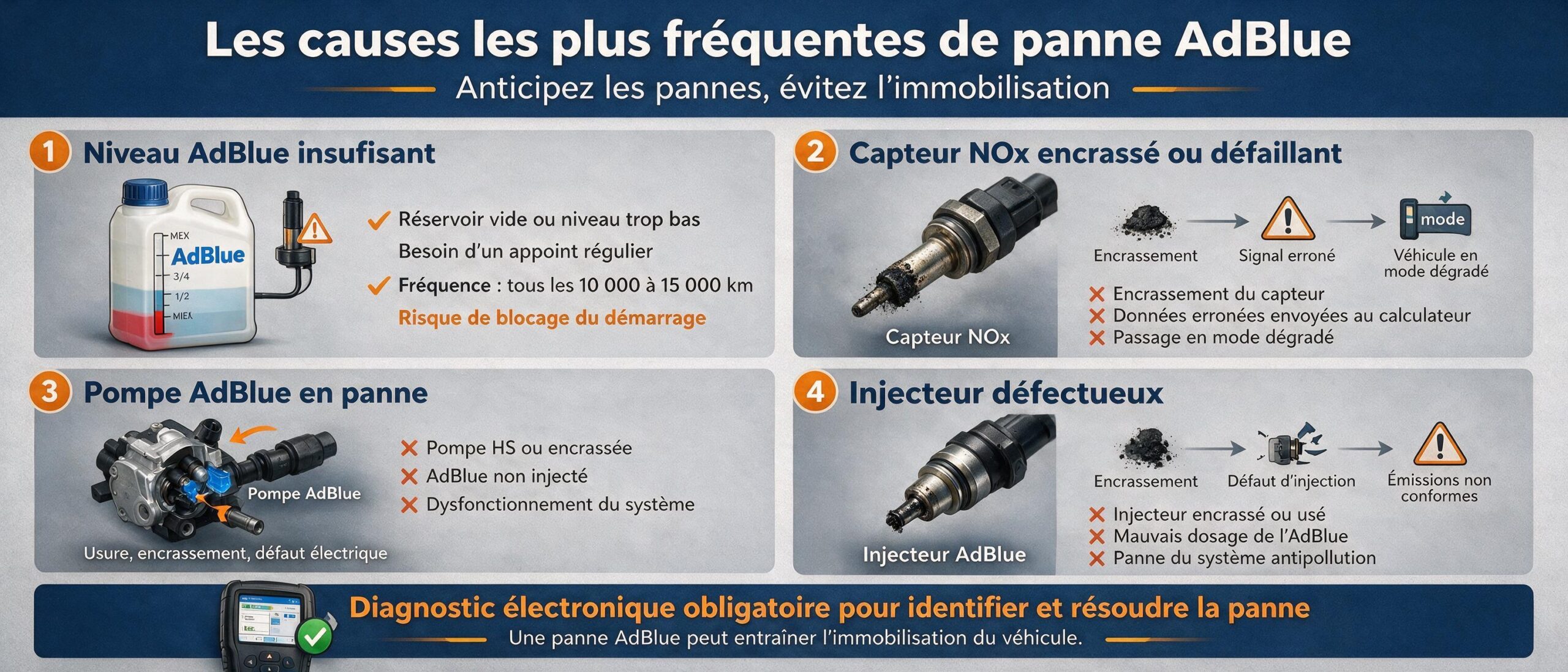 Les causes les plus fréquentes de panne AdBlue