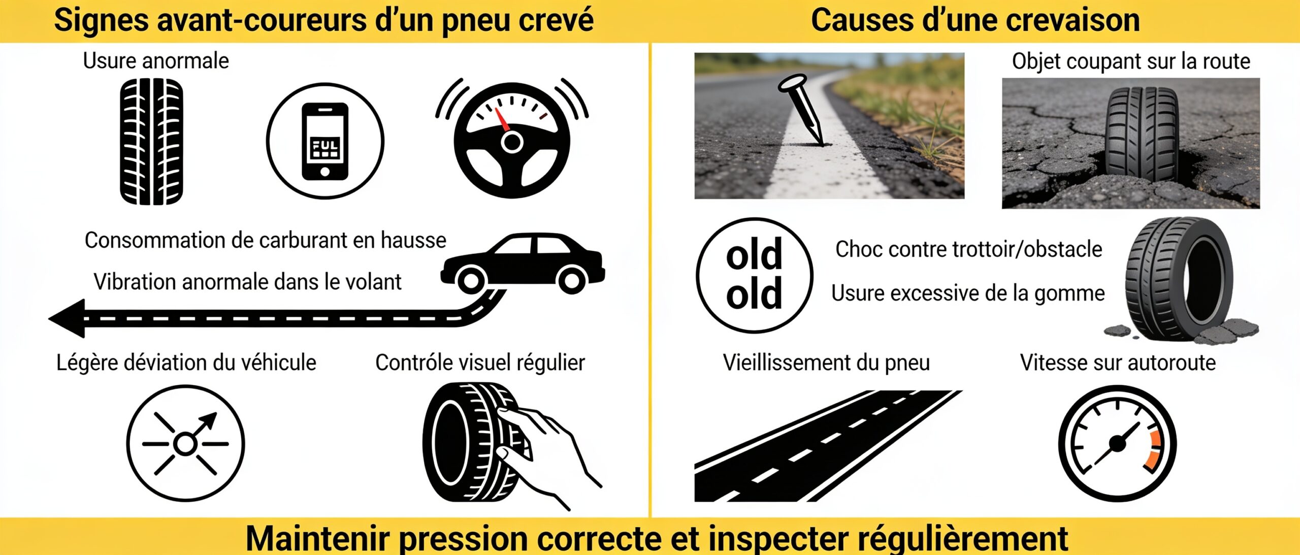 Les signes avant-coureurs d'un pneu crevé