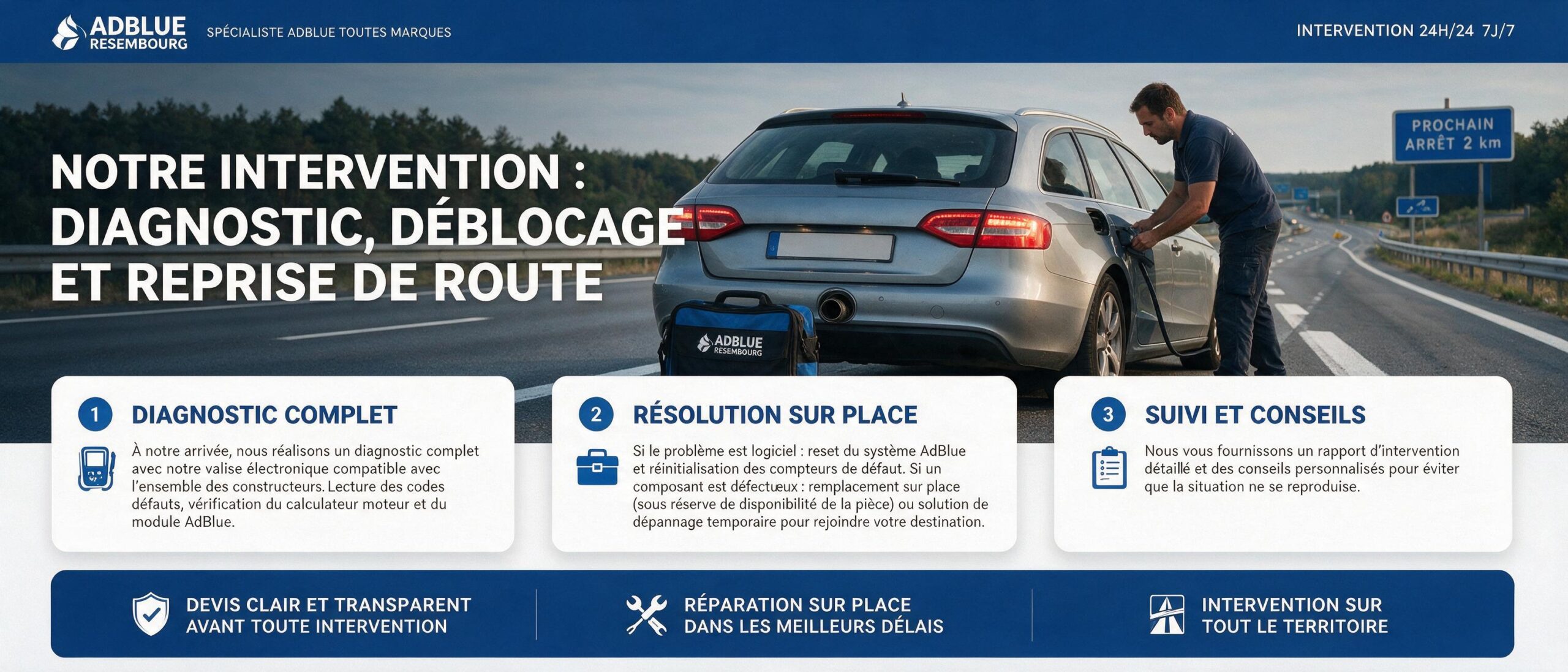 Notre intervention : diagnostic, déblocage et reprise de route